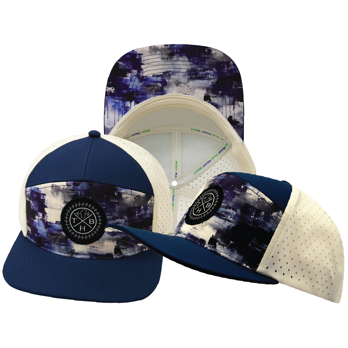 THB - 7 Panel - Artist Flow - Navy / Cream - Laser Mesh (Unisex)