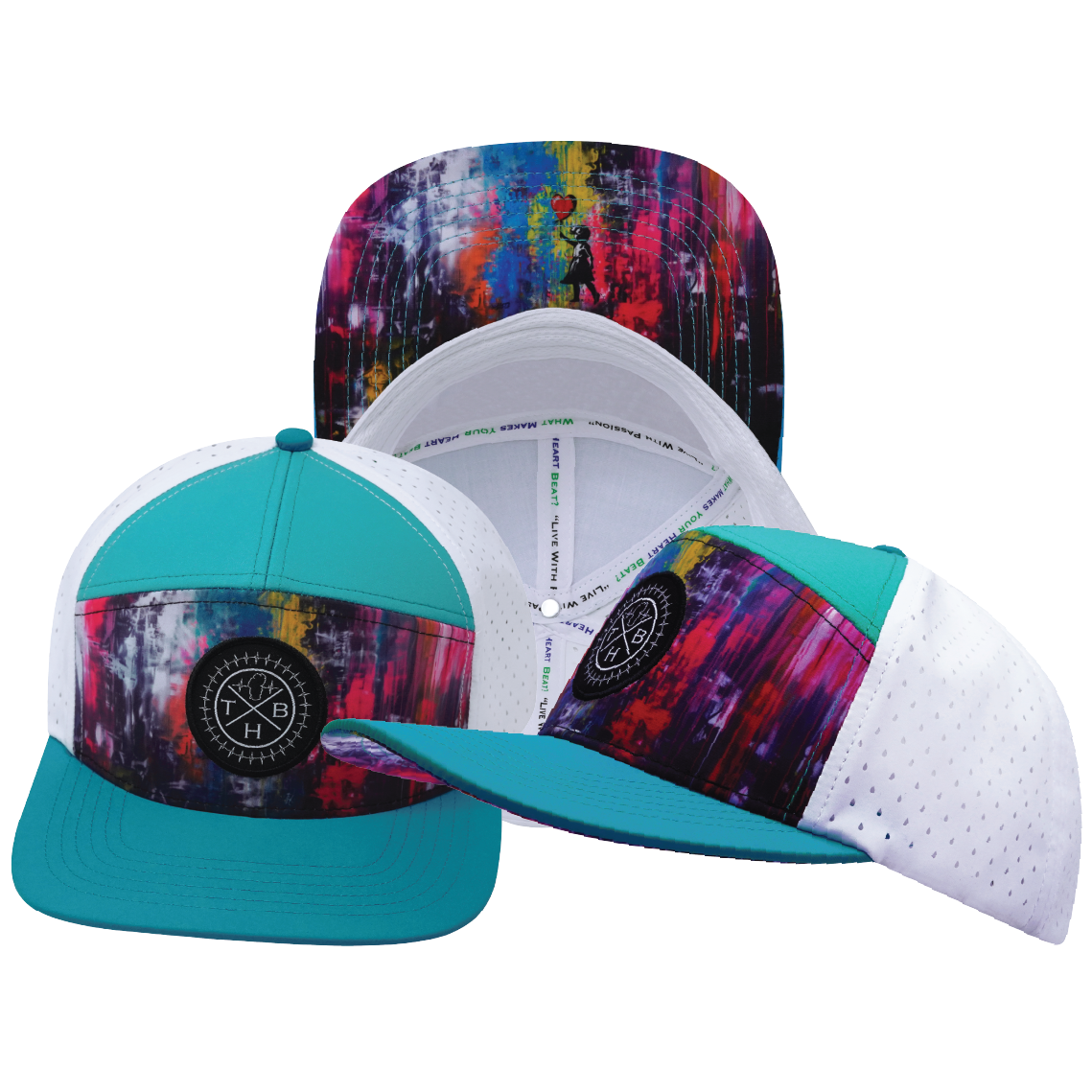 **YOUTH** THB - 7 Panel - Street Art - Neon Blue / Neon Green Blue / White - Laser Mesh (Unisex)