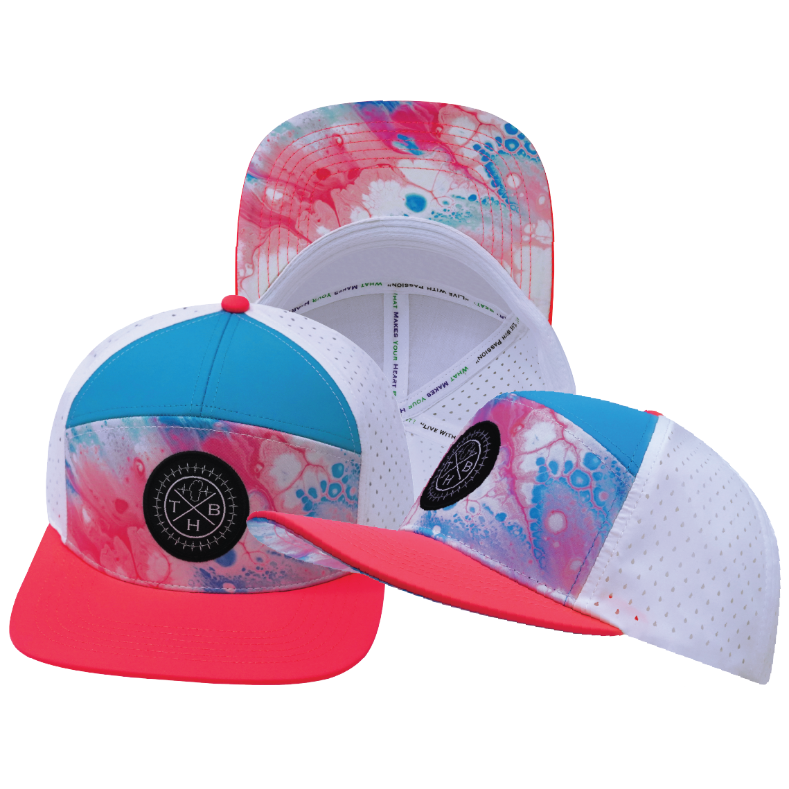 THB - 7 Panel - Pixi Dust - Neon Peach / Neon Blue / White - Laser Mesh (Unisex)