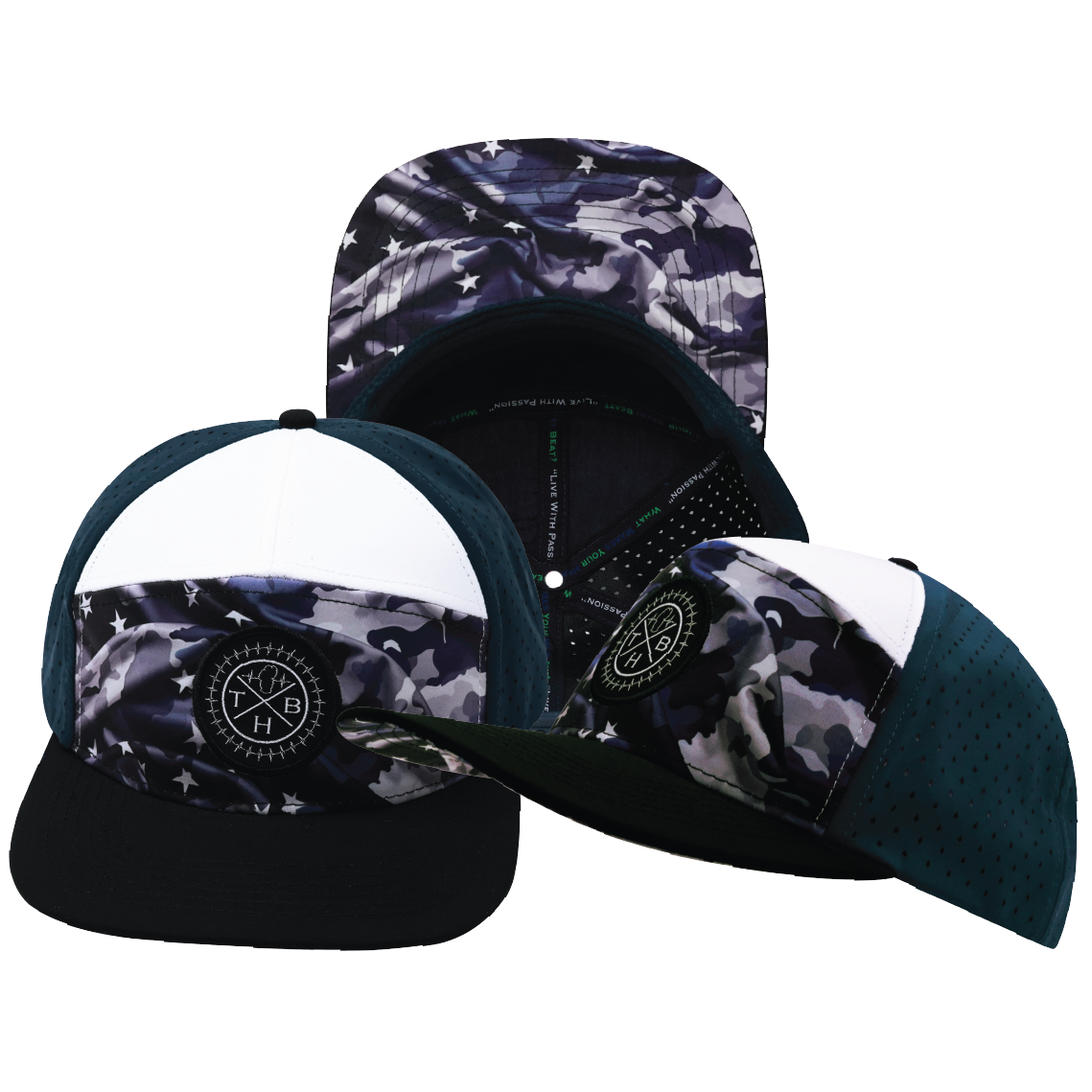 THB - 7 Panel - Patriots Night - Black / White / Navy - Laser Mesh (Unisex)