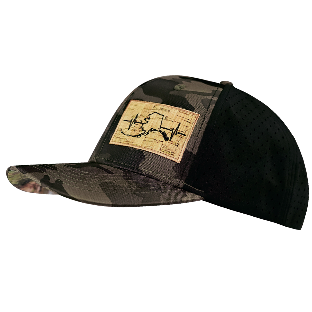 Alaska - 6 Panel - Tan Camo / Black - Laser Mesh (Unisex)