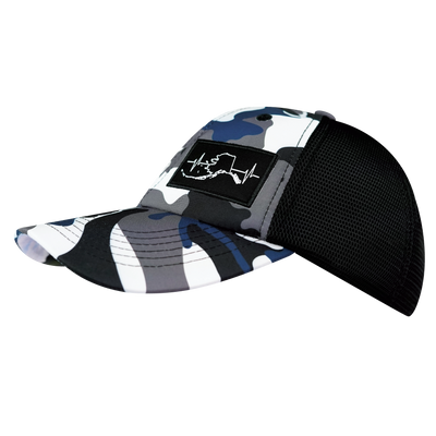 Alaska - 6 Panel - Unstructured - Camo - White / Gray / Blue / Black - Soft Trucker Mesh (Unisex)