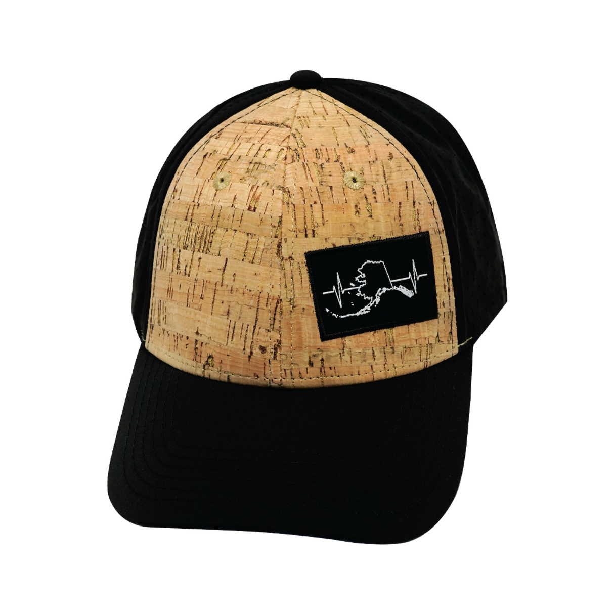 Alaska - 6 Panel - Shallow Fit - Pony Tail - Cork - Black - Laser Mesh (Unisex)