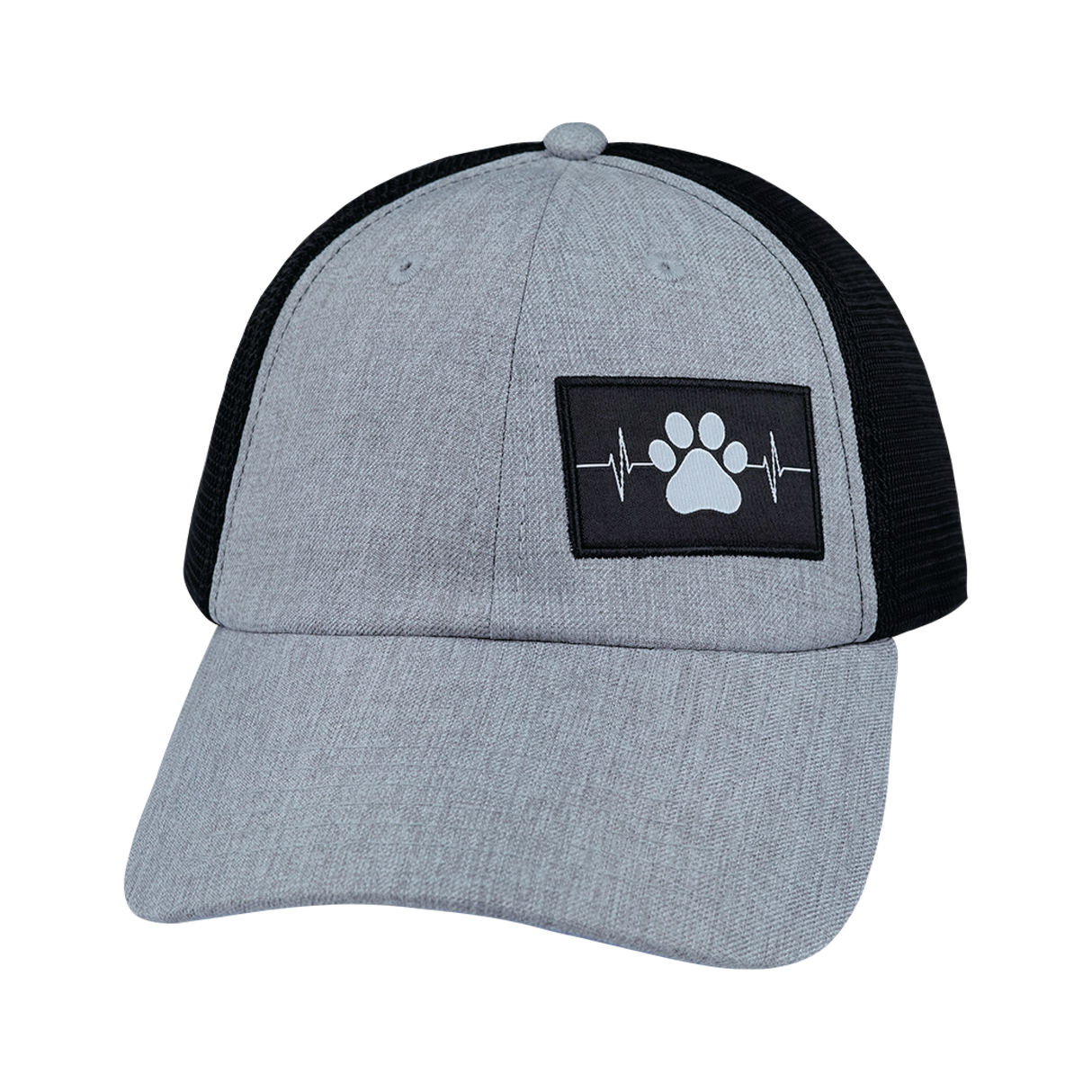 Dog - 6 Panel - Unstructured - Heather Gray / Black - Soft Trucker Mesh (Unisex)