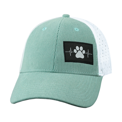 Dog - 6 Panel - Shallow Fit - Pony Tail - Corduroy - Mint / White - Laser Mesh (Unisex)