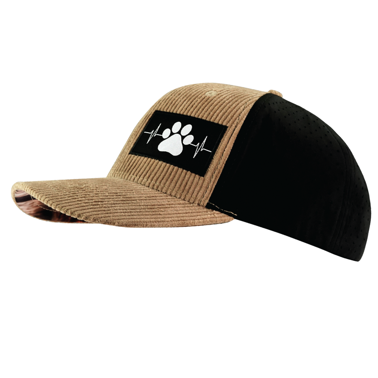 Dog - 6 Panel - Corduroy - Tan / Black - Laser Mesh (Unisex)