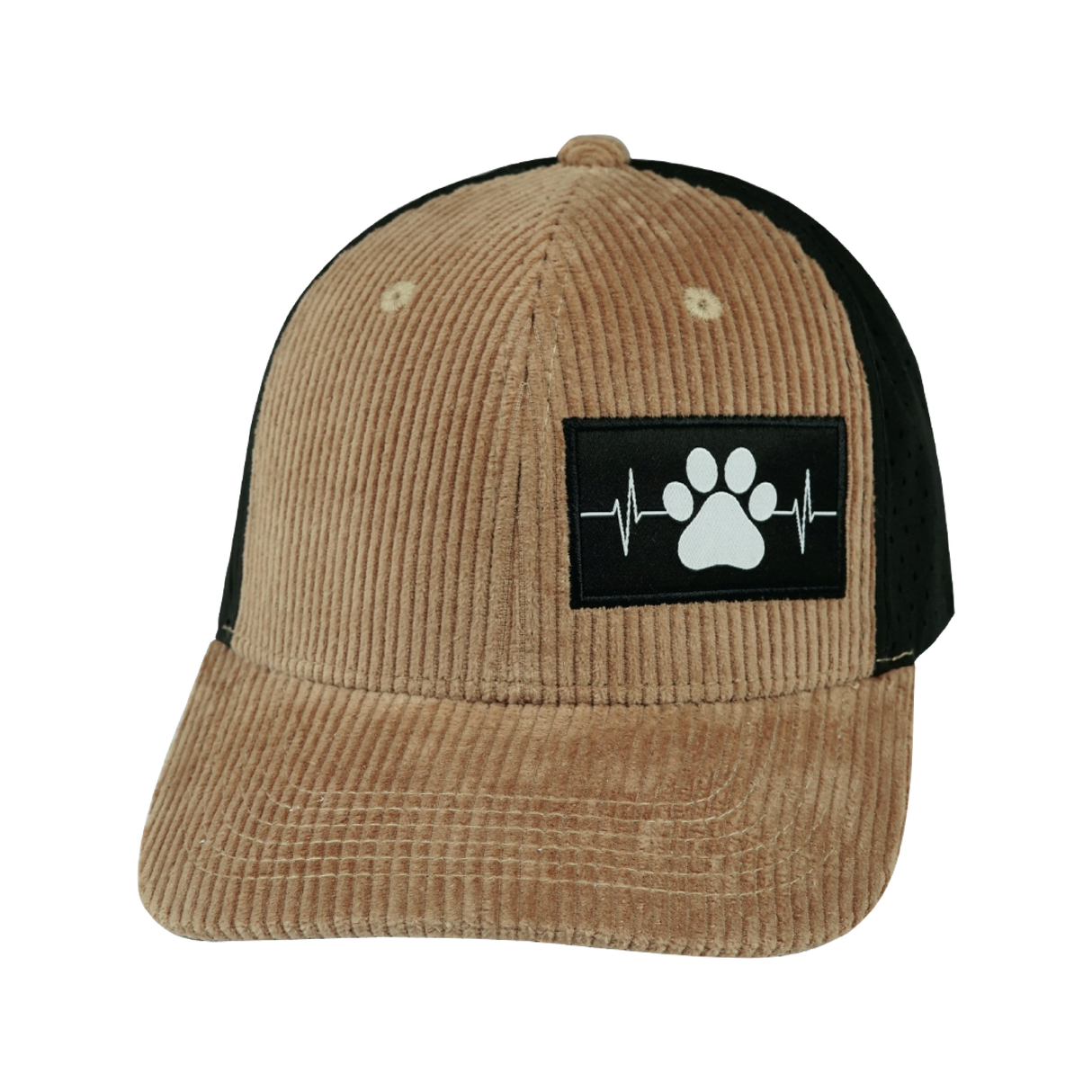 Dog - 6 Panel - Corduroy - Tan / Black - Laser Mesh (Unisex)