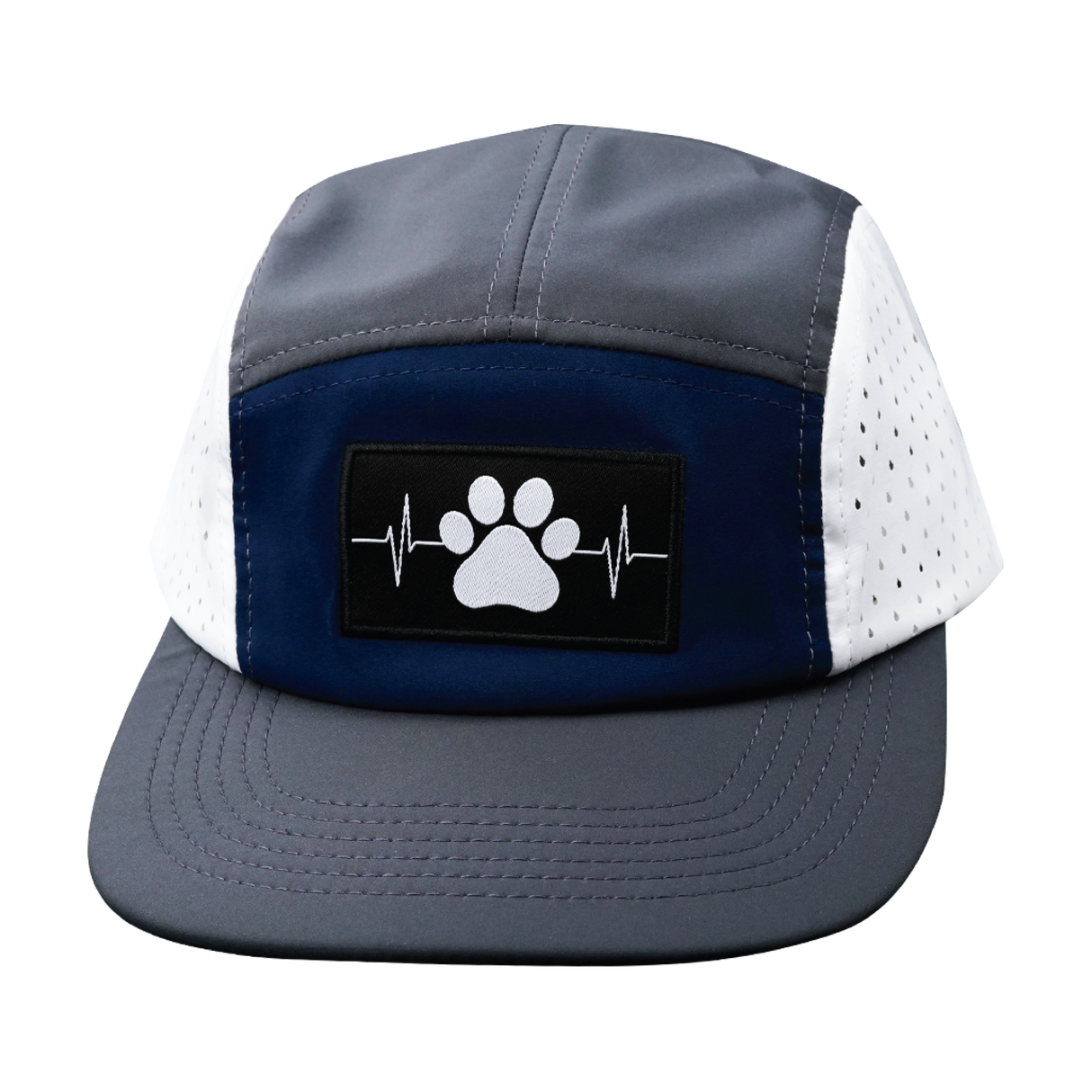 Dog - 5 Panel - Sporty - Unstructured - Charcoal / Navy / White - Laser Mesh (Unisex)