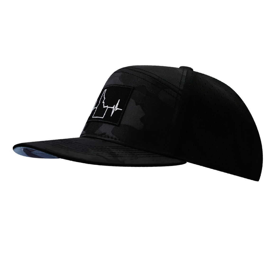 Idaho - 7 Panel - Black Camo / Black - Laser Mesh (Unisex)