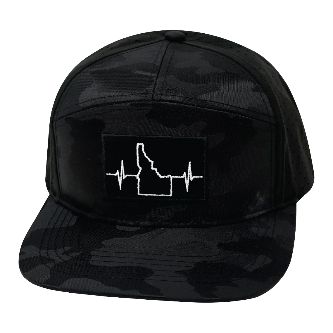 Idaho - 7 Panel - Black Camo / Black - Laser Mesh (Unisex)