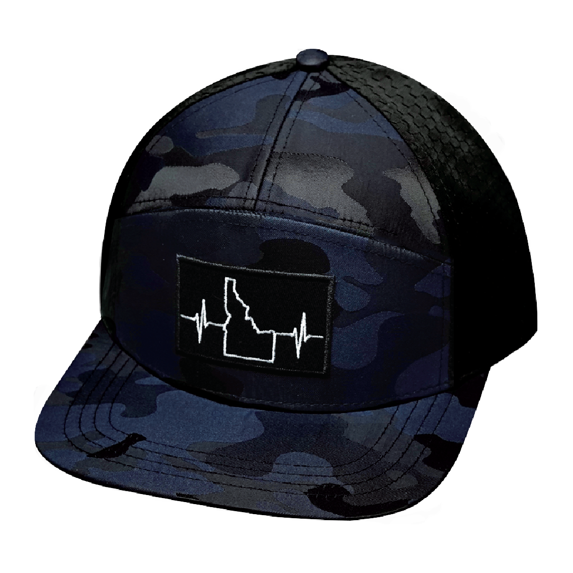Idaho - 7 Panel - Navy Camo / Black - Laser Mesh (Unisex)