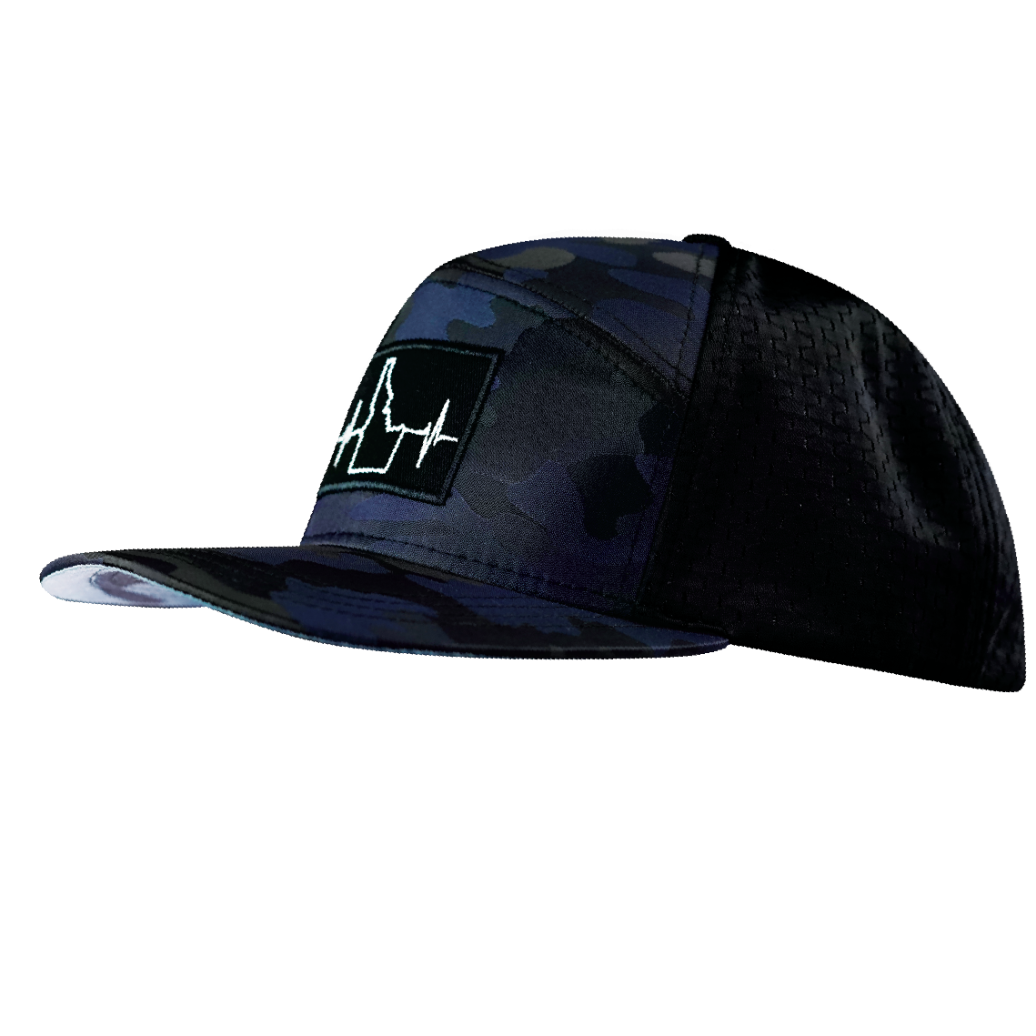 Idaho - 7 Panel - Navy Camo / Black - Laser Mesh (Unisex)