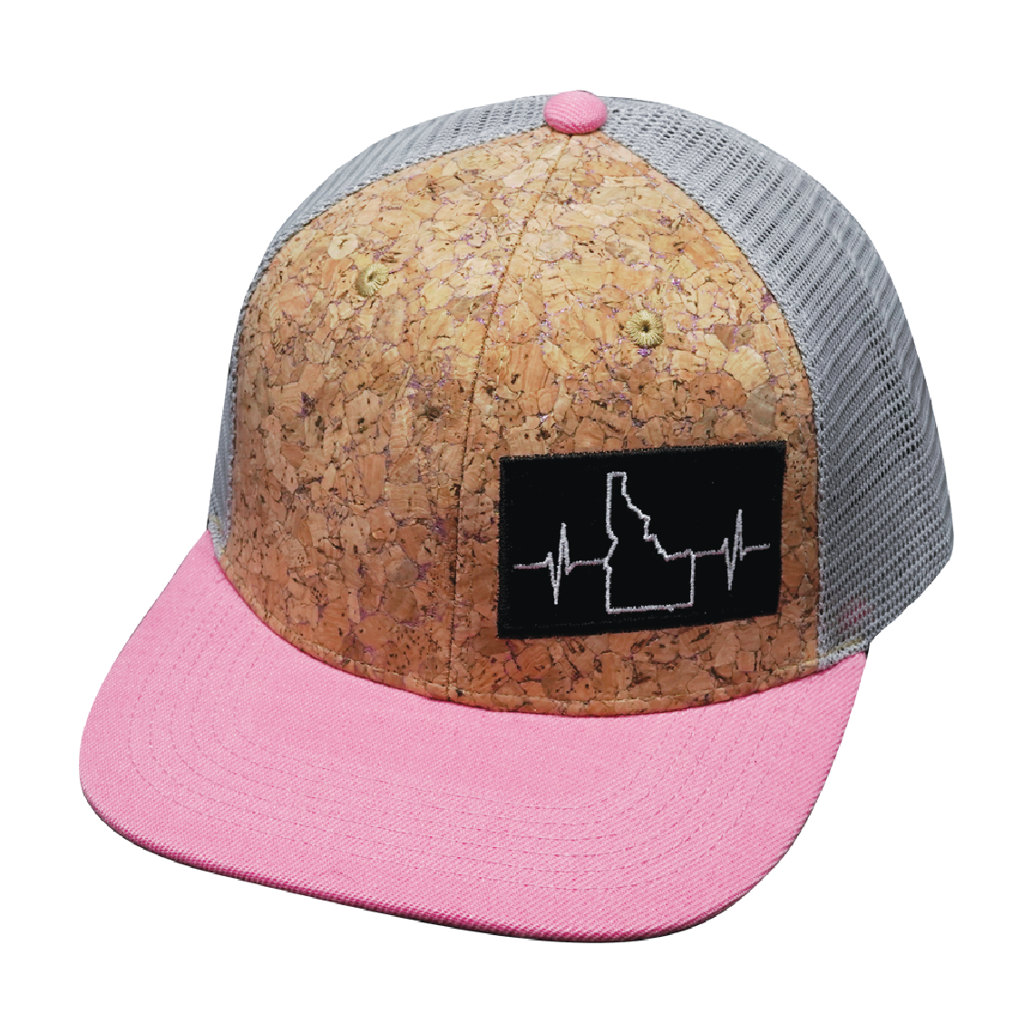 Idaho - 6 Panel - Cork - Pink / Gray - Trucker Mesh (Unisex)
