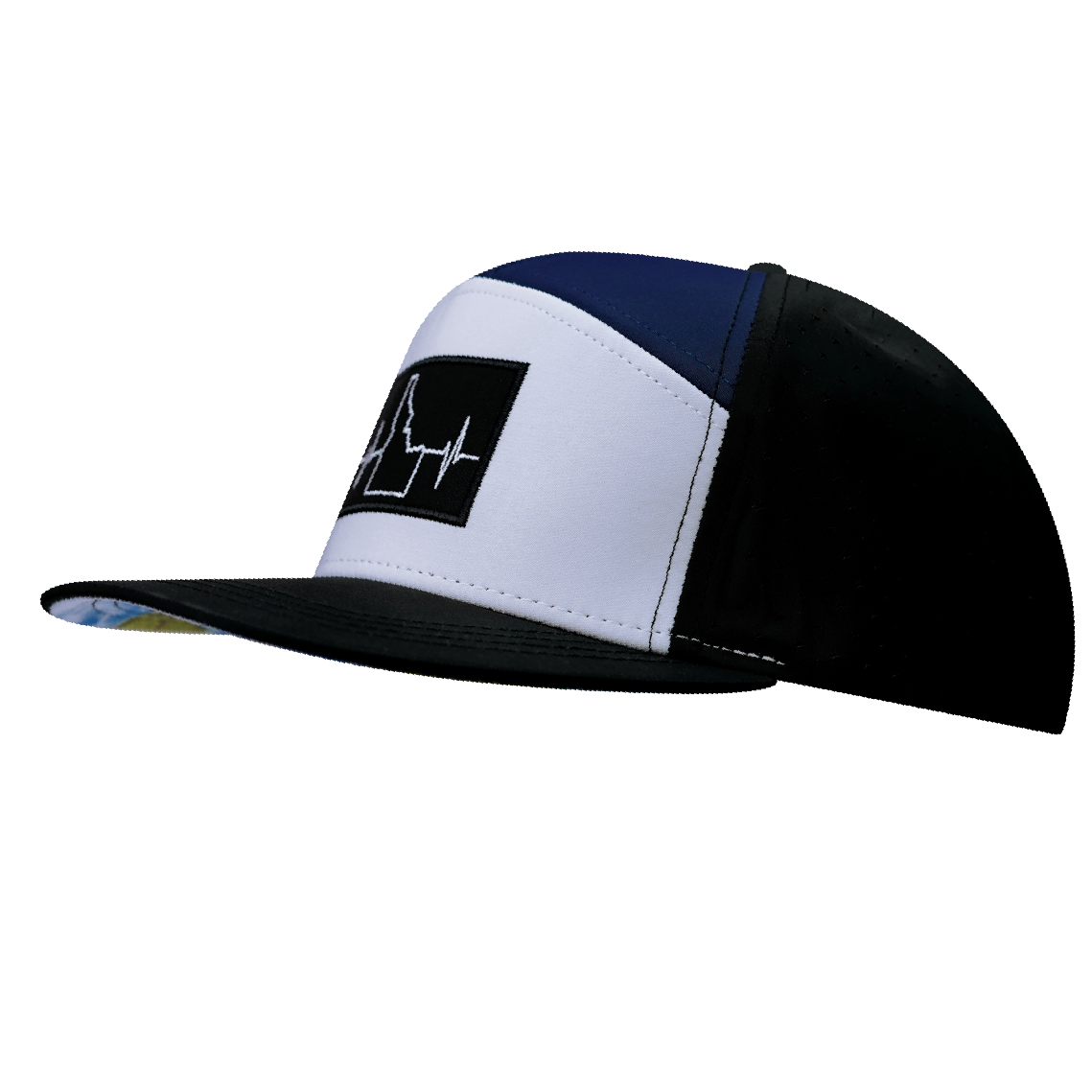 Idaho - 7 Panel - Black / White / Navy - Laser Mesh (Unisex)