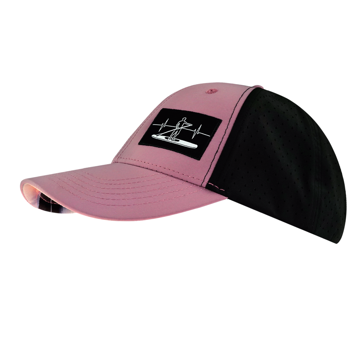 Paddle Board - 6 Panel - Shallow Fit - Pony Tail - Dusty Pink / Black - Laser Mesh (Unisex)