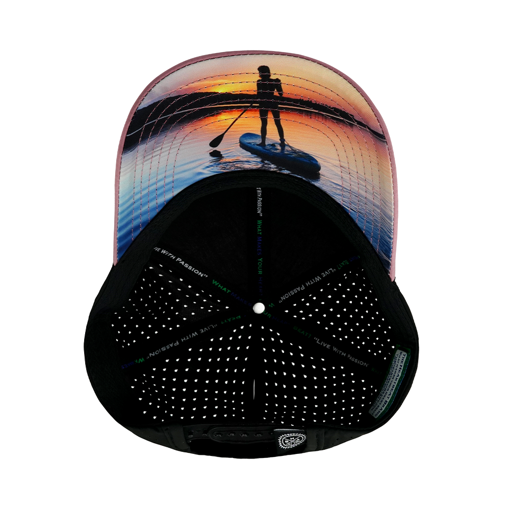 Paddle Board - 6 Panel - Shallow Fit - Pony Tail - Dusty Pink / Black - Laser Mesh (Unisex)
