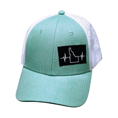 Idaho - 6 Panel - Shallow Fit - Pony Tail - Teal / White - Laser Mesh (Unisex)