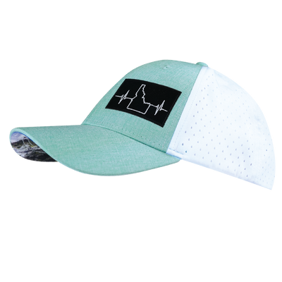 Idaho - 6 Panel - Shallow Fit - Pony Tail - Teal / White - Laser Mesh (Unisex)