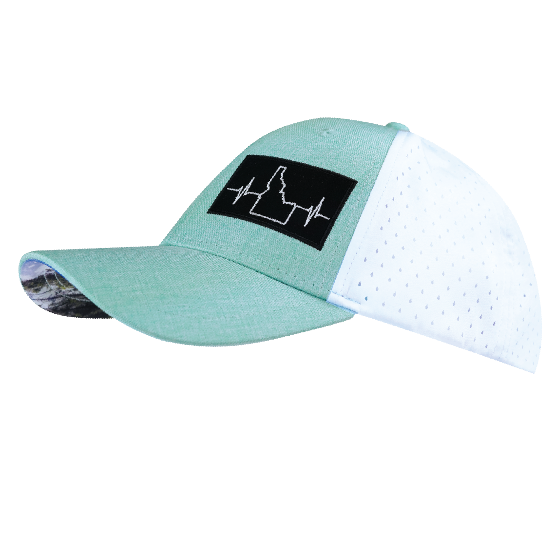 Idaho - 6 Panel - Shallow Fit - Pony Tail - Teal / White - Laser Mesh (Unisex)