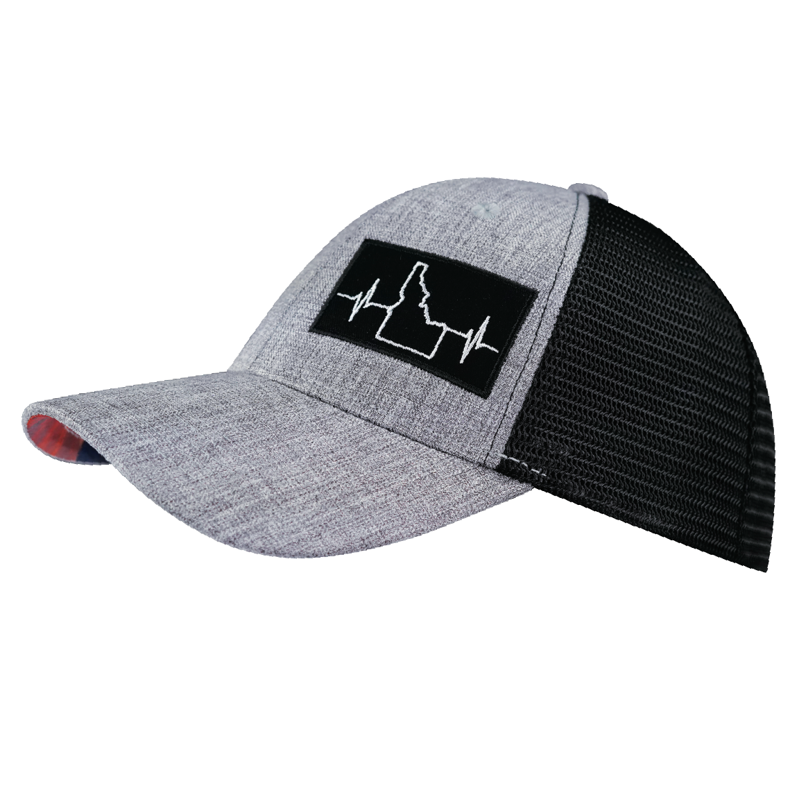 Idaho - 6 Panel - Shallow Fit - Heather Gray / Black - Trucker Mesh (Unisex)