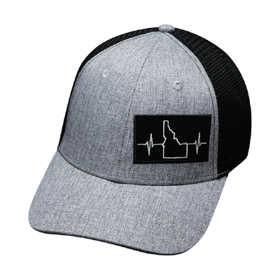 Idaho - 6 Panel - Shallow Fit - Heather Gray / Black - Trucker Mesh (Unisex)
