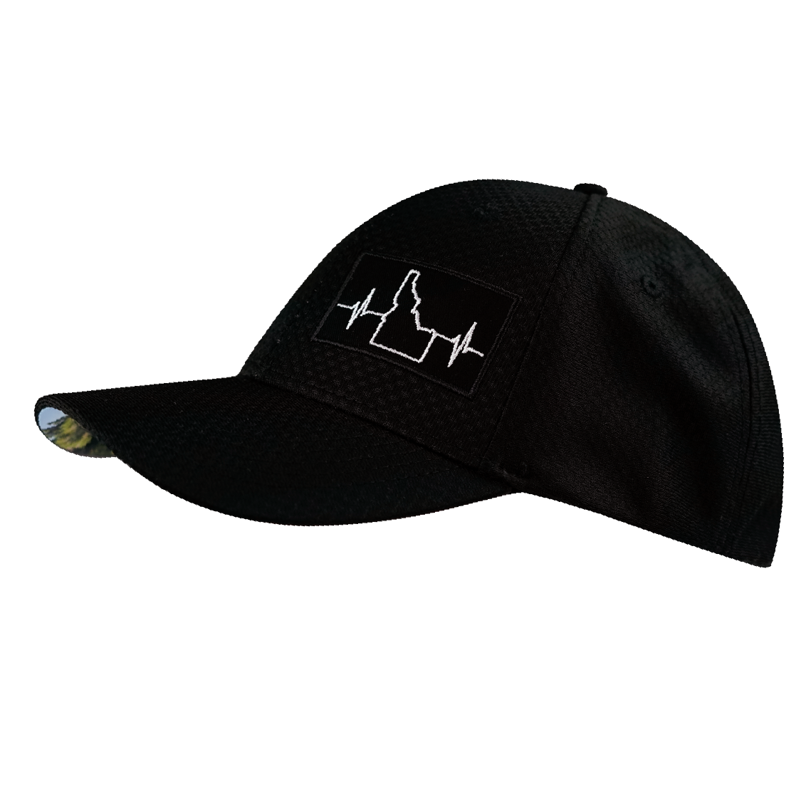 Idaho - 6 Panel - AirMesh - Athletic Fit - Black - Fabric Back (Unisex)