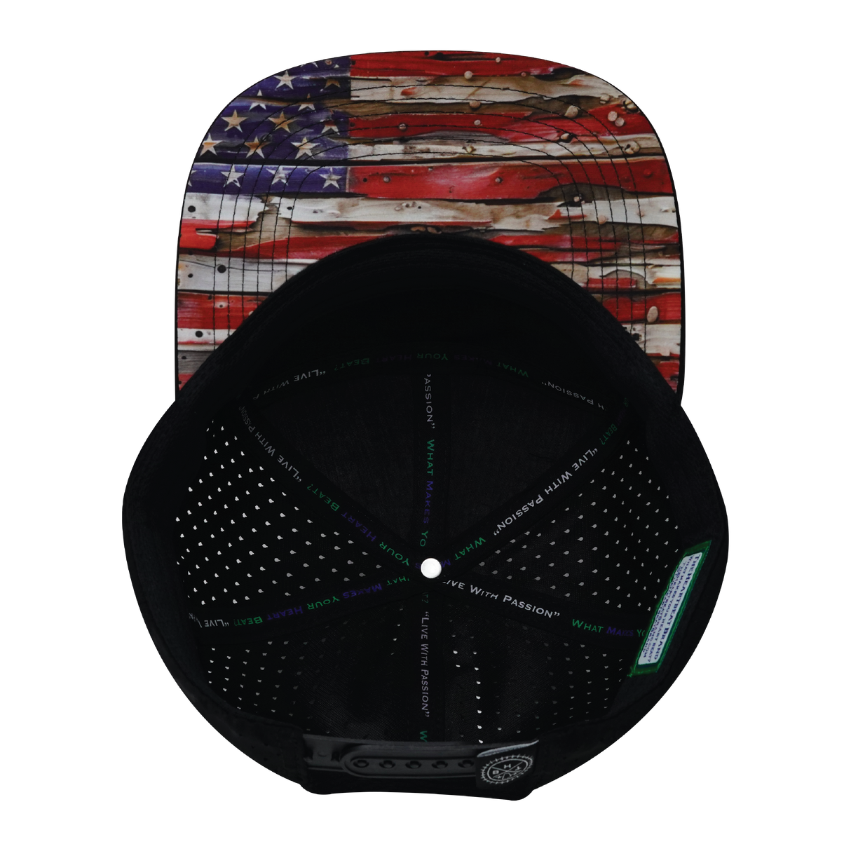 **YOUTH** THB - 7 Panel - Vintage Flag - Black / White - Laser Mesh (Unisex)