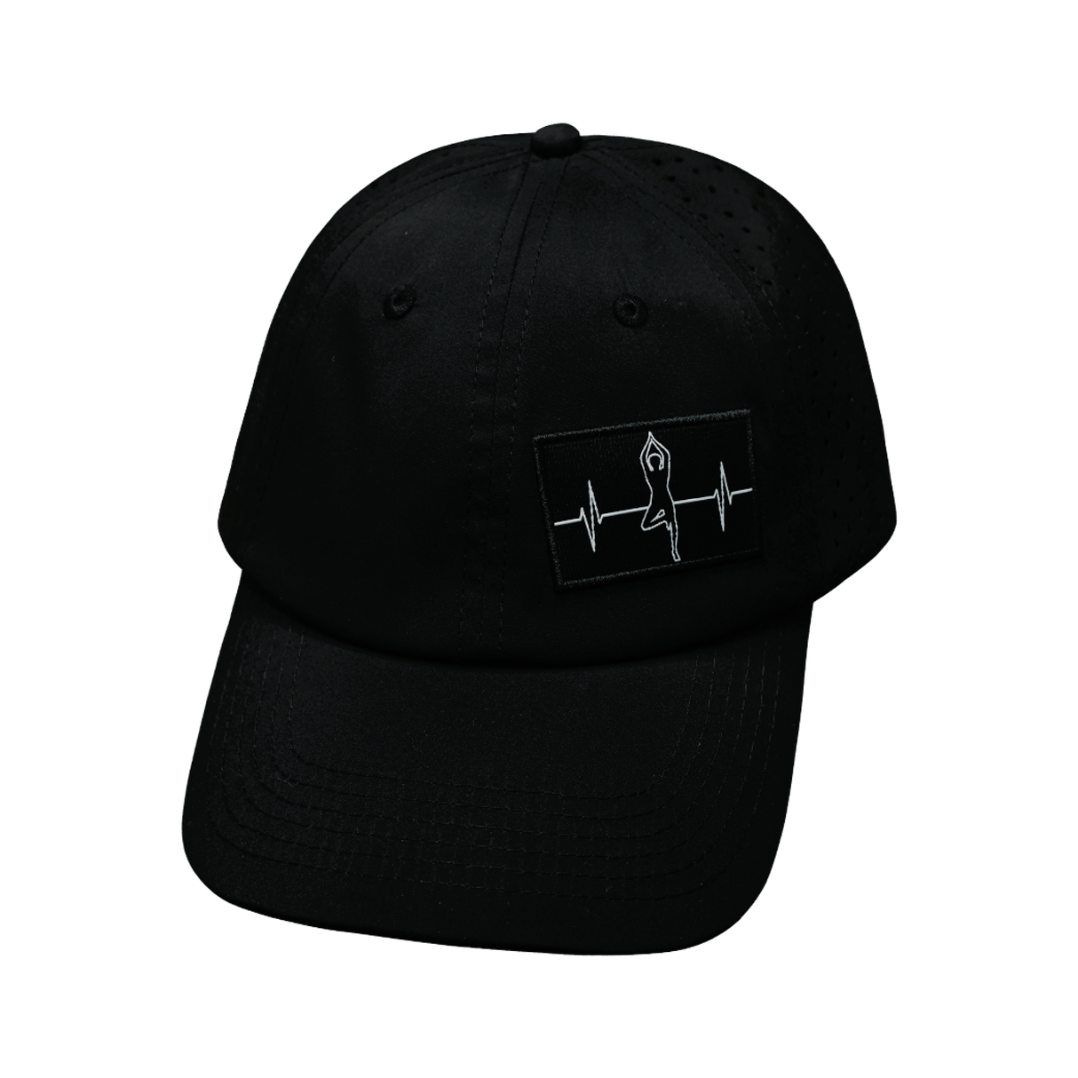 Yoga - 6 Panel - Unstructured - Relaxed Fit - Pony Tail - Black - Laser Mesh (Unisex)