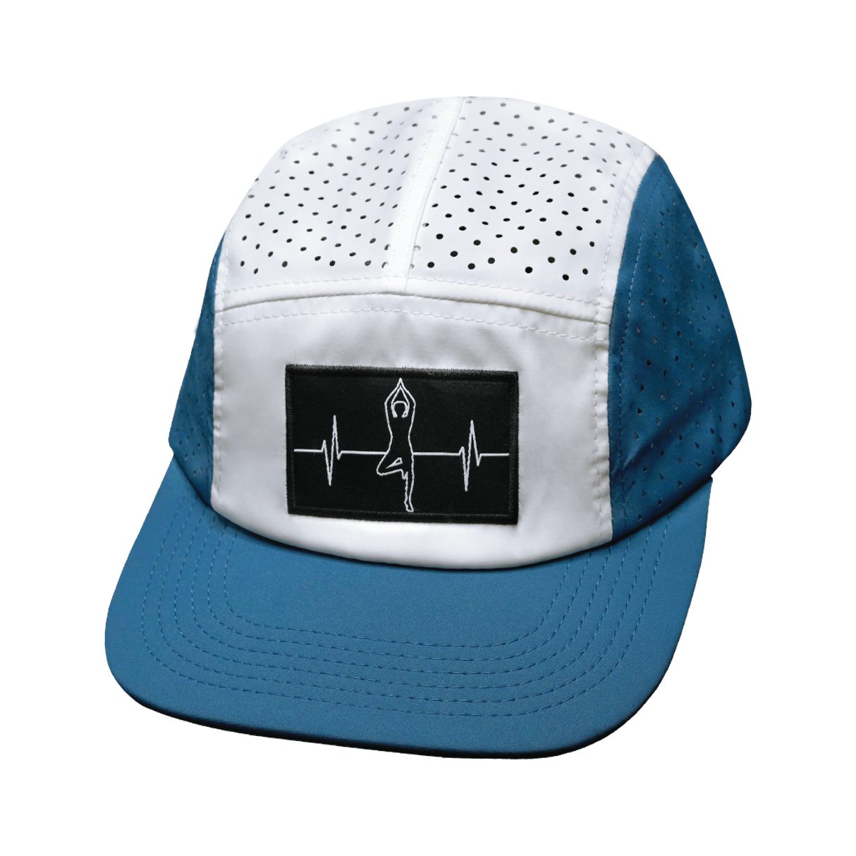 Yoga - 5 Panel - Sporty - Unstructured - Pony Tail - Light Blue / White - Laser Mesh (Unisex)