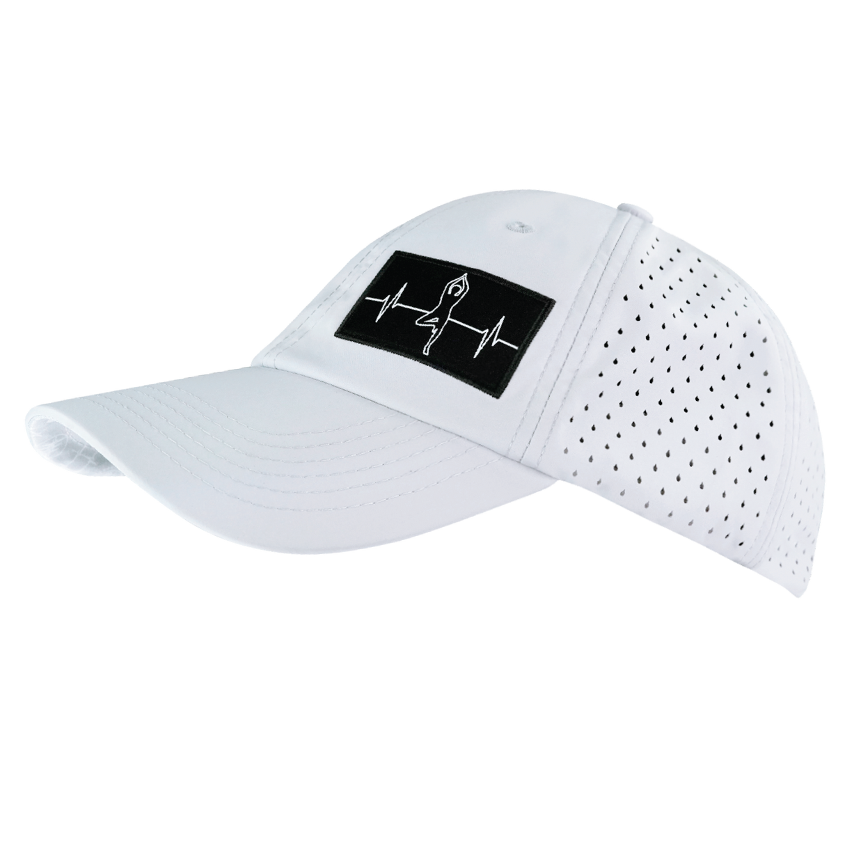 Yoga - 6 Panel - Unstructured - Relaxed Fit - Pony Tail - White - Laser Mesh (Unisex)
