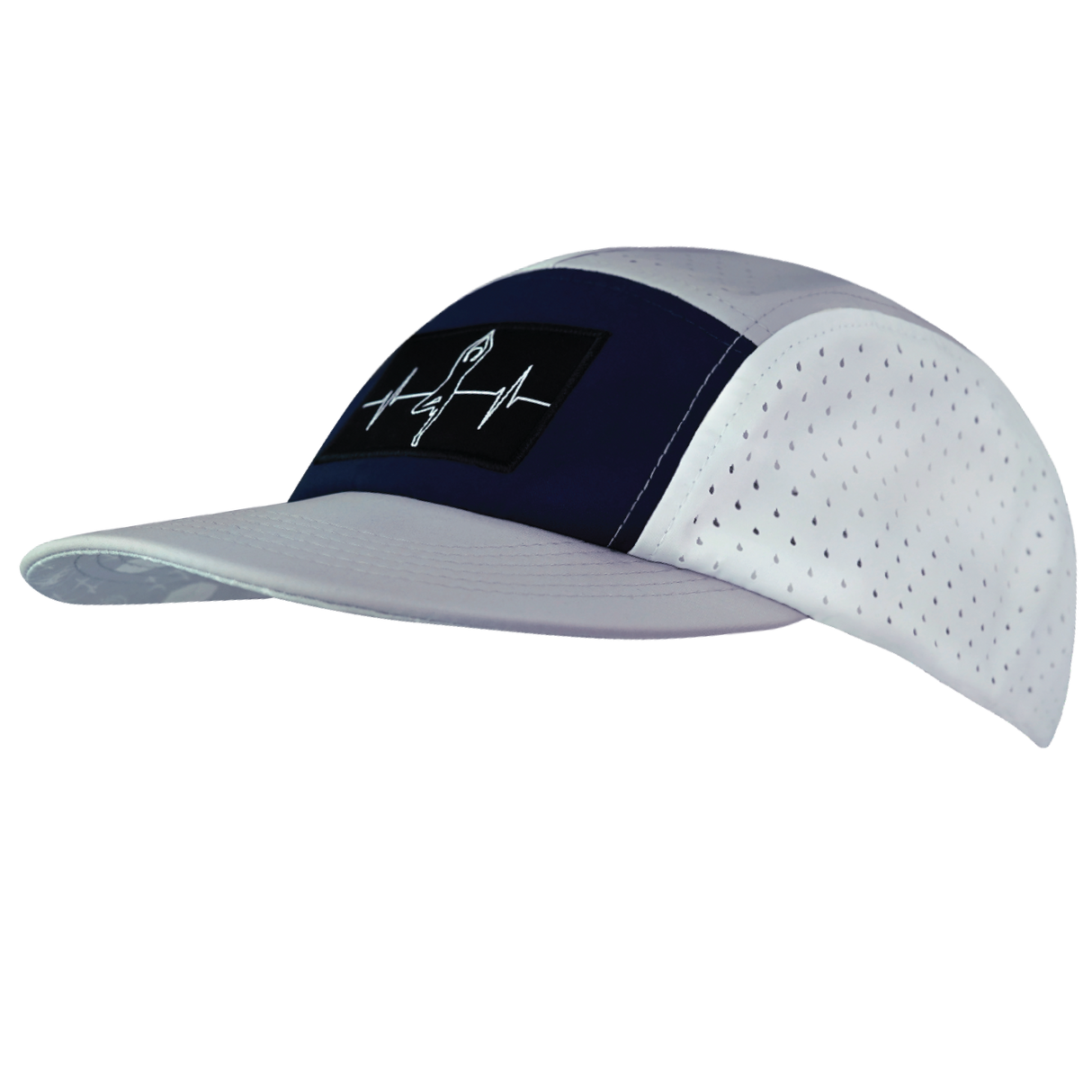 Yoga - 5 Panel - Sporty - Unstructured - Pony Tail - Gray / Navy / White - Laser Mesh (Unisex)
