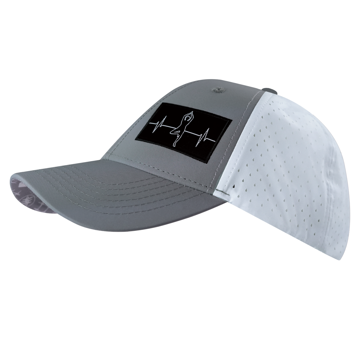 Yoga - 6 Panel - Shallow Fit - Pony Tail - Gray / White - Laser Mesh (Unisex)