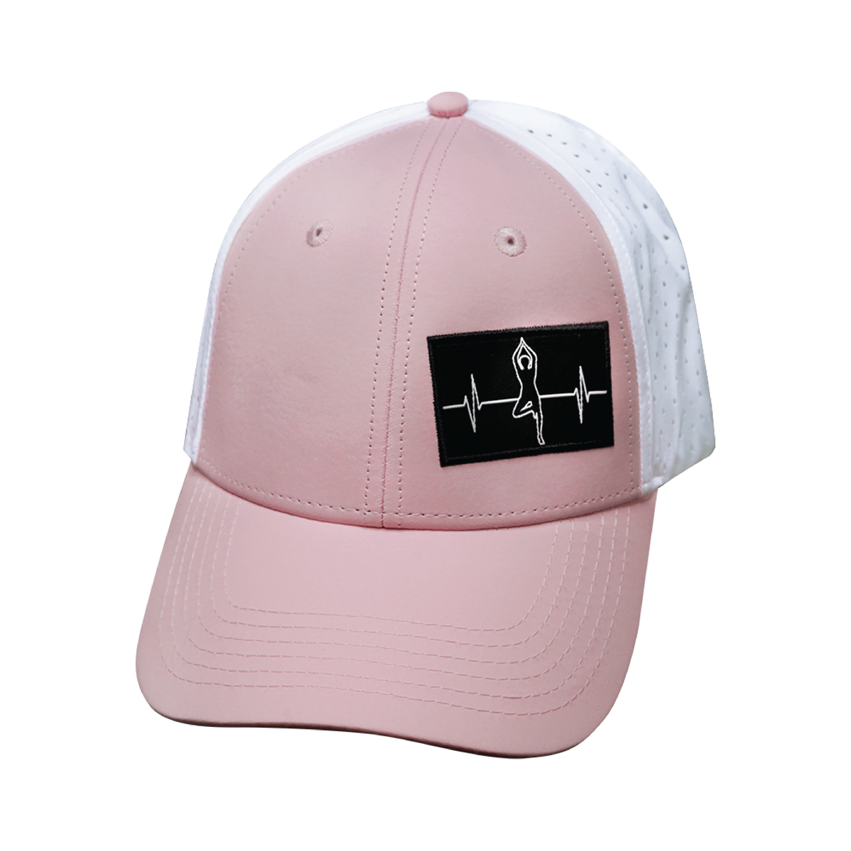 Yoga - 6 Panel - Shallow Fit - Pony Tail - Pink / White - Laser Mesh (Unisex)