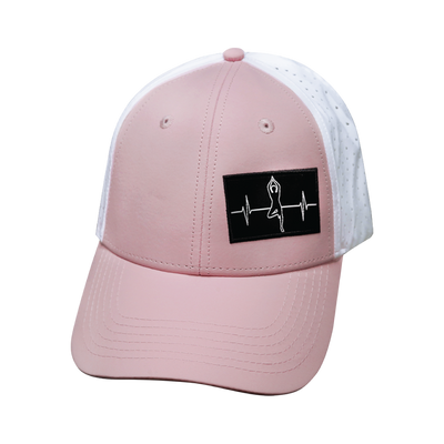Yoga - 6 Panel - Shallow Fit - Pony Tail - Pink / White - Laser Mesh (Unisex)