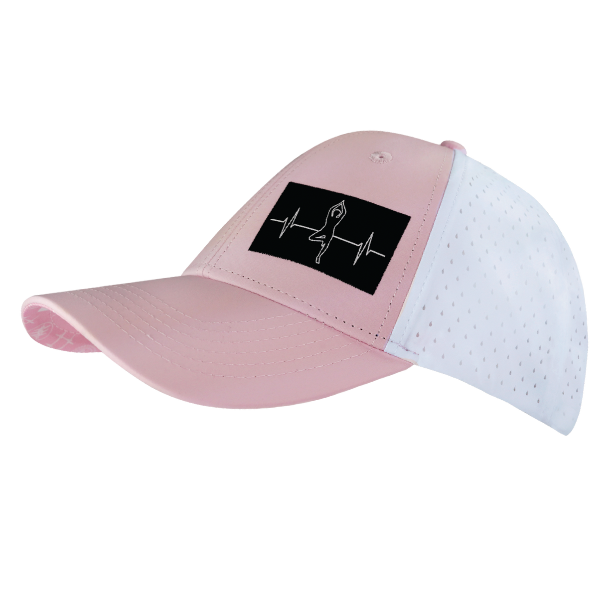 Yoga - 6 Panel - Shallow Fit - Pony Tail - Pink / White - Laser Mesh (Unisex)