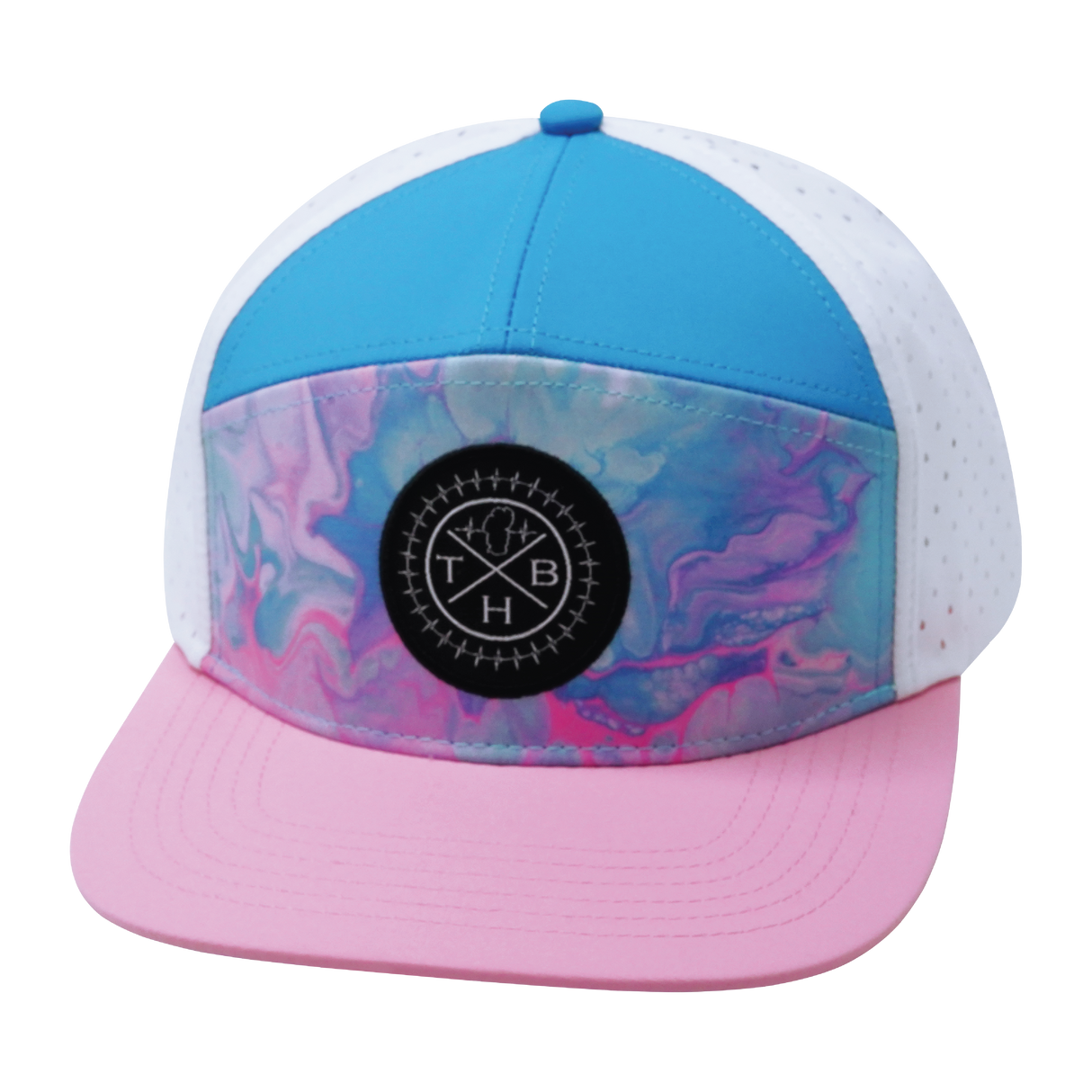 THB - 7 Panel - Cotton Candy - Pink / Neon Blue / White - Laser Mesh (Unisex)