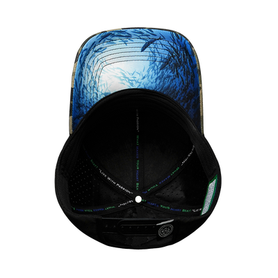 Fishing - 6 Panel - Shallow Fit - Pony Tail - Light Camo / Black - Laser Mesh (Unisex)