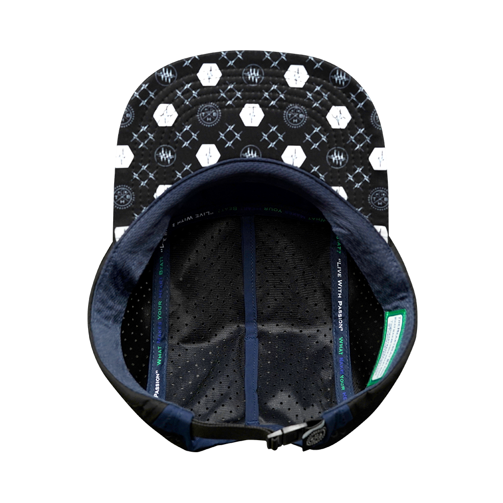 Yoga - 5 Panel - Sporty - Unstructured - Pony Tail - Black / White / Navy - Laser Mesh (Unisex)