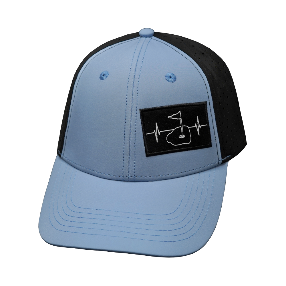Golf - 6 Panel - Shallow Fit - Pony Tail - Baby Blue / Black - Laser Mesh (Unisex)
