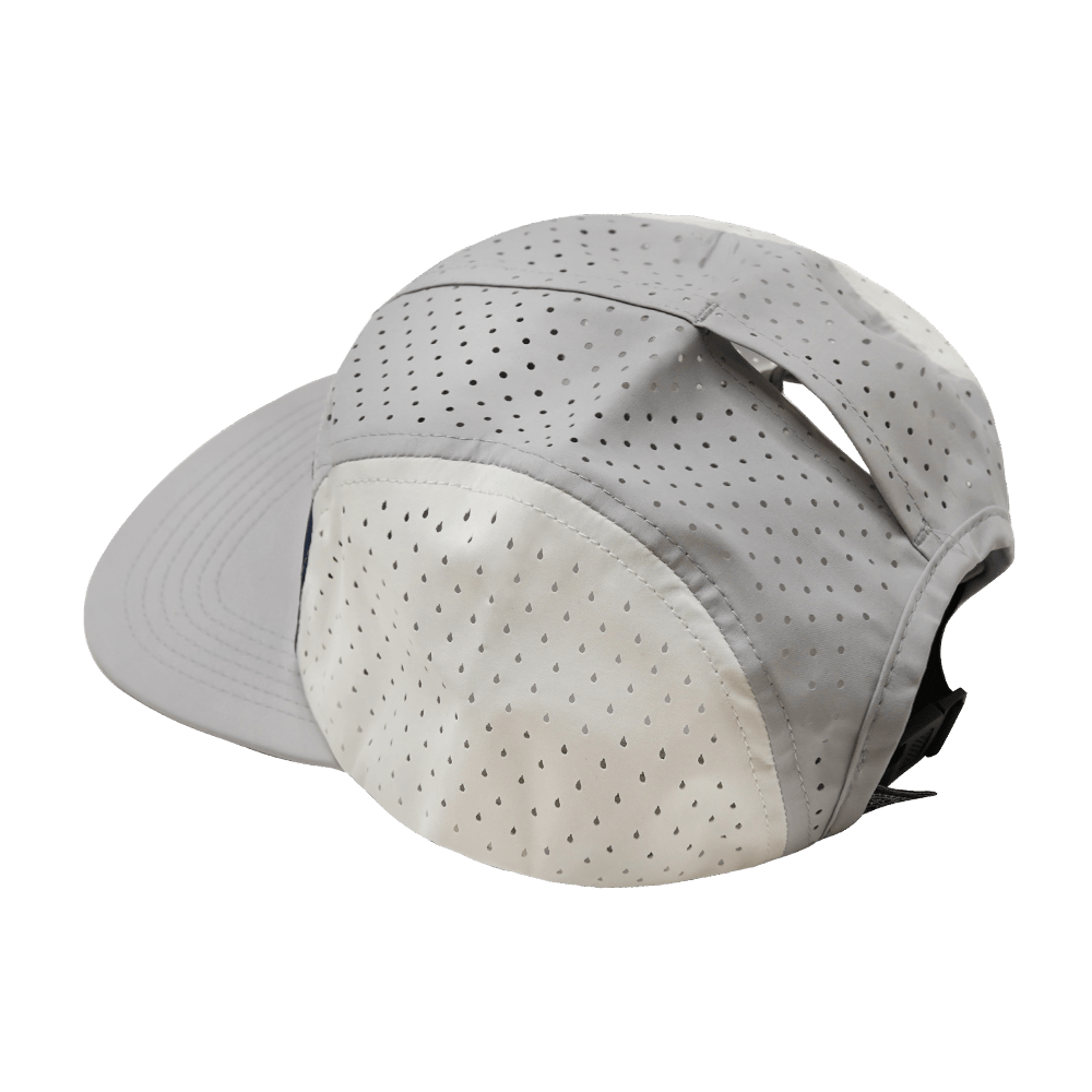 Blank - 5 Panel - Sporty - Unstructured - Pony Tail - Gray / Navy / White (Unisex) - Laser Mesh
