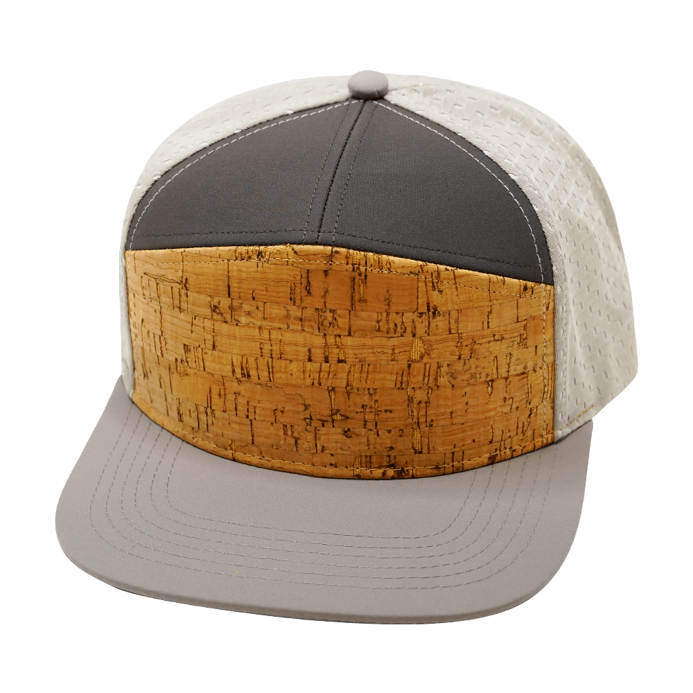 Blank 7 Panel hat — Cork, Gray / Charcoal, Jersey Mesh