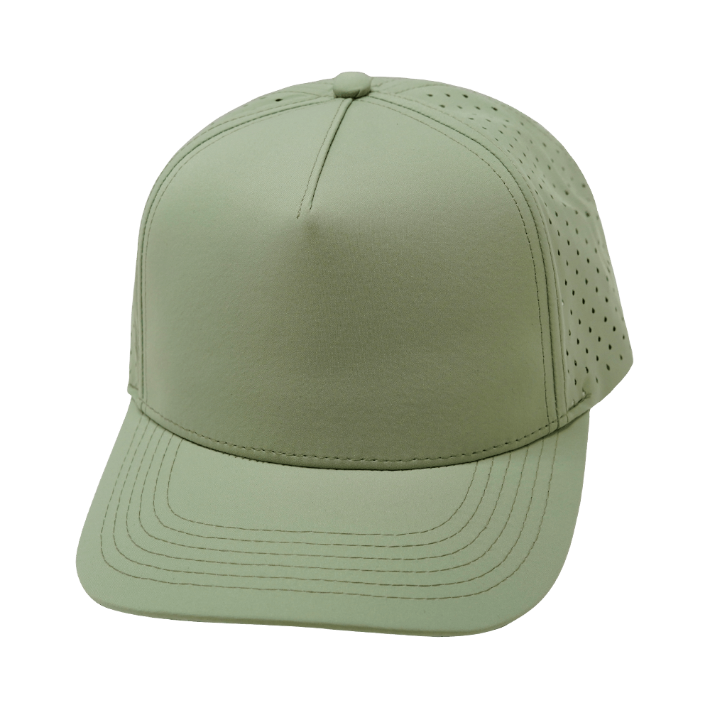 Blank 5 Panel hat — Structured, Sage, Laser Mesh