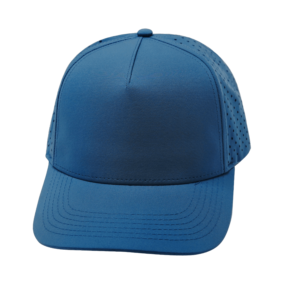 Blank 5 Panel hat — Structured, Light Blue, Laser Mesh