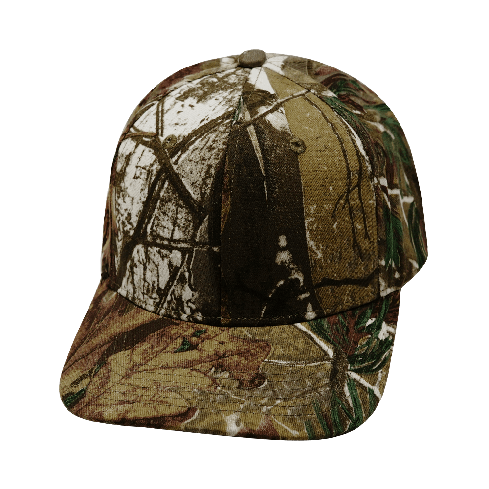 Blank 6 Panel hat — Light Moss Tree Camo, Fabric Back