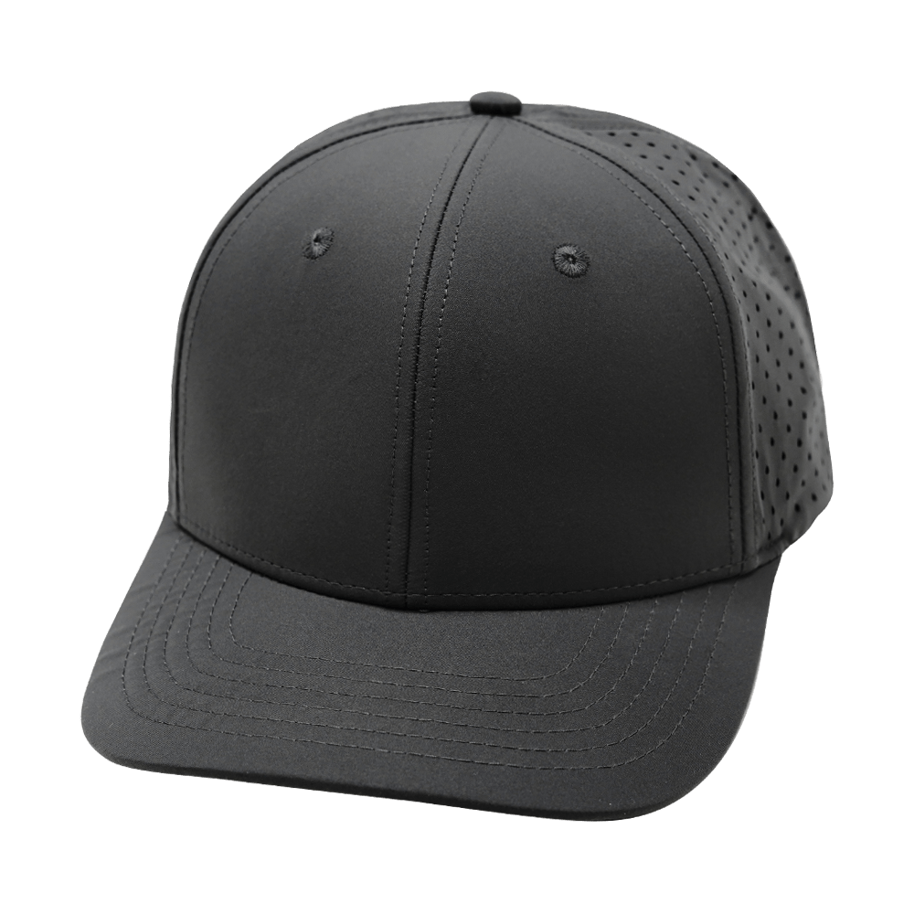 Blank 6 Panel hat — Charcoal, Laser Mesh