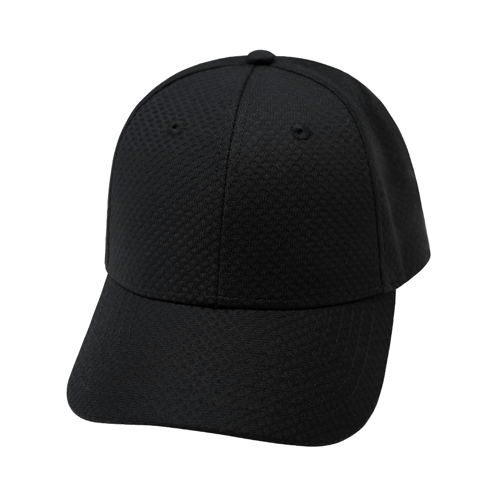 Blank 6 Panel hat — AirMesh, Athletic Fit, Black, Fabric Back