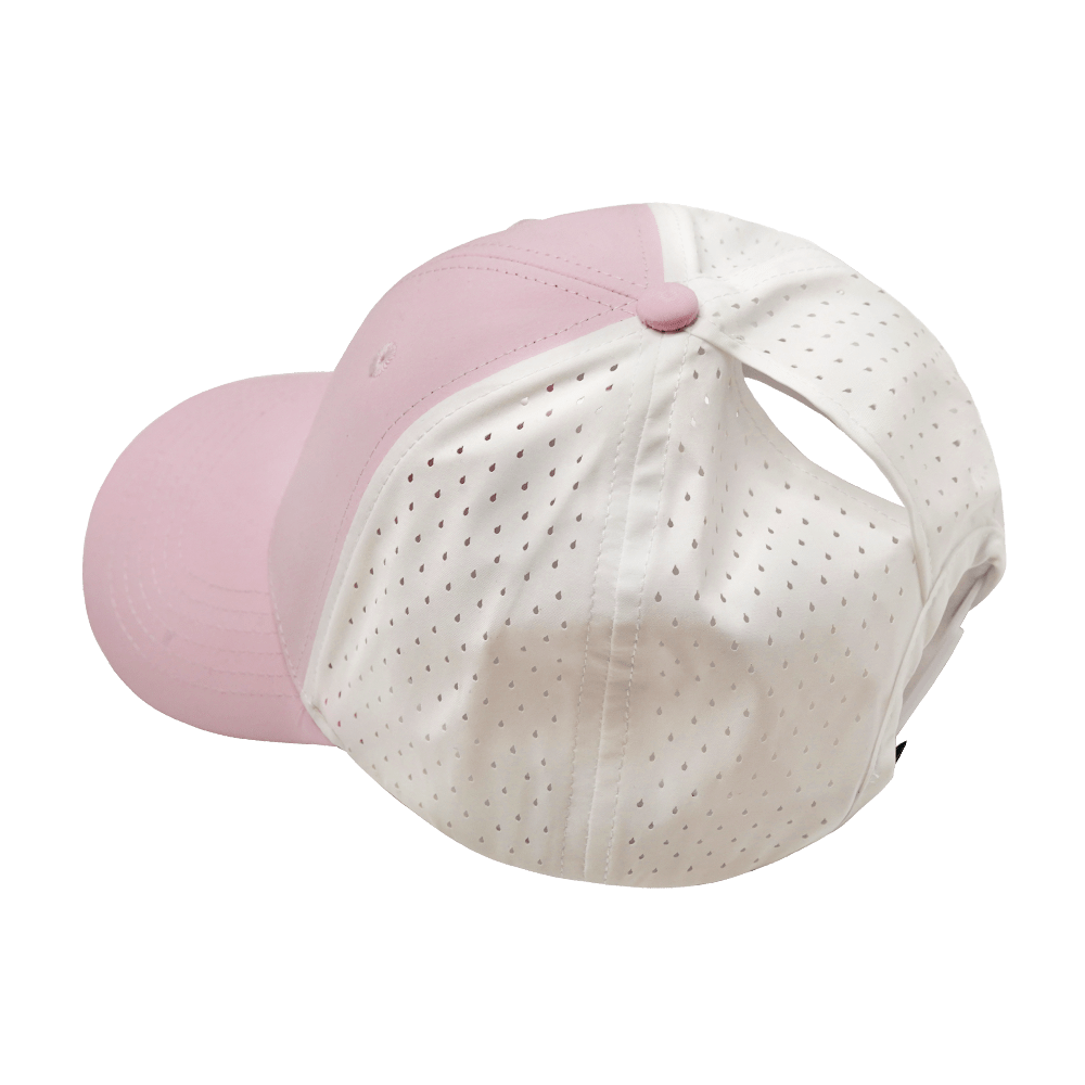 Blank - 6 Panel - Shallow Fit - Pony Tail - Light Pink / White (Unisex) - Laser Mesh
