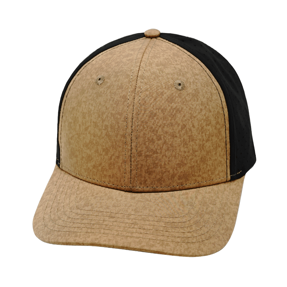 Blank - 6 Panel - Tan Textured / Black (Unisex) - Laser Mesh