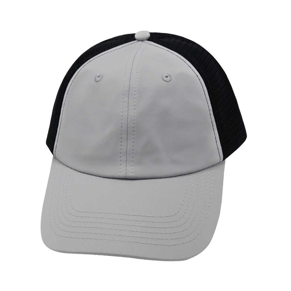 Blank - 6 Panel - Unstructured - Gray / Black (Unisex) - Laser Mesh