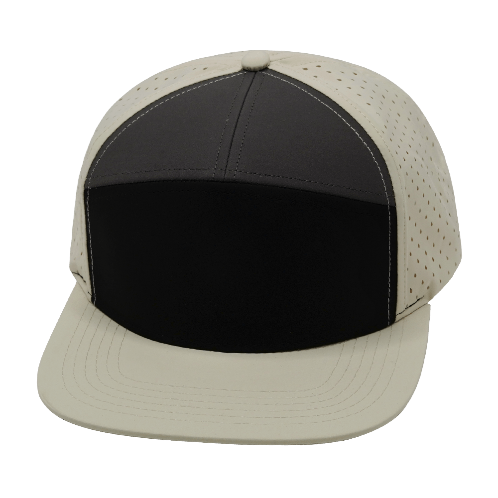 Blank - 7 Panel - Cream / Black / Charcoal (Unisex) - Laser Mesh
